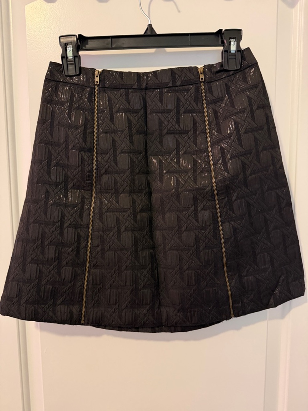 Xhilaration Black Quilted Mini Skirt with Gold Zippers